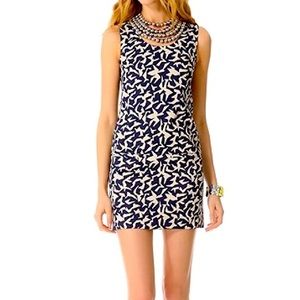 Diane von Furstenberg DVF Noralie Navy Blue and White Mini Sheath Dress Size 2